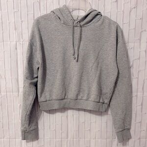 H&M Gray Cropped Hoodie Sweatshirt